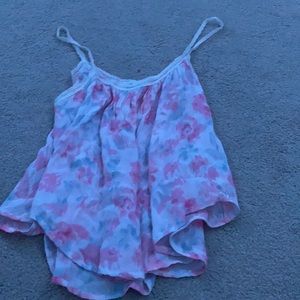 Cute pink, blue and white tank top!